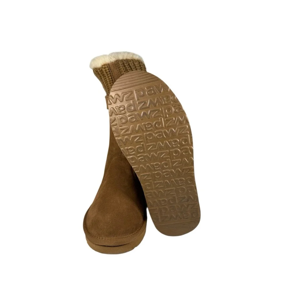 BEARPAW Women's Boots SUEDE LEATHER W/ KNIT‎ DETAIL, TAN , Size 7